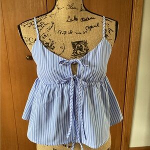 Cute Blue & White Vertical-Striped Women's Blouse